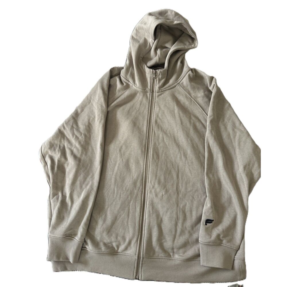 FABLETICS Year Round Terry, Full Zip Hoodie - Brutalist Khaki - 3XL